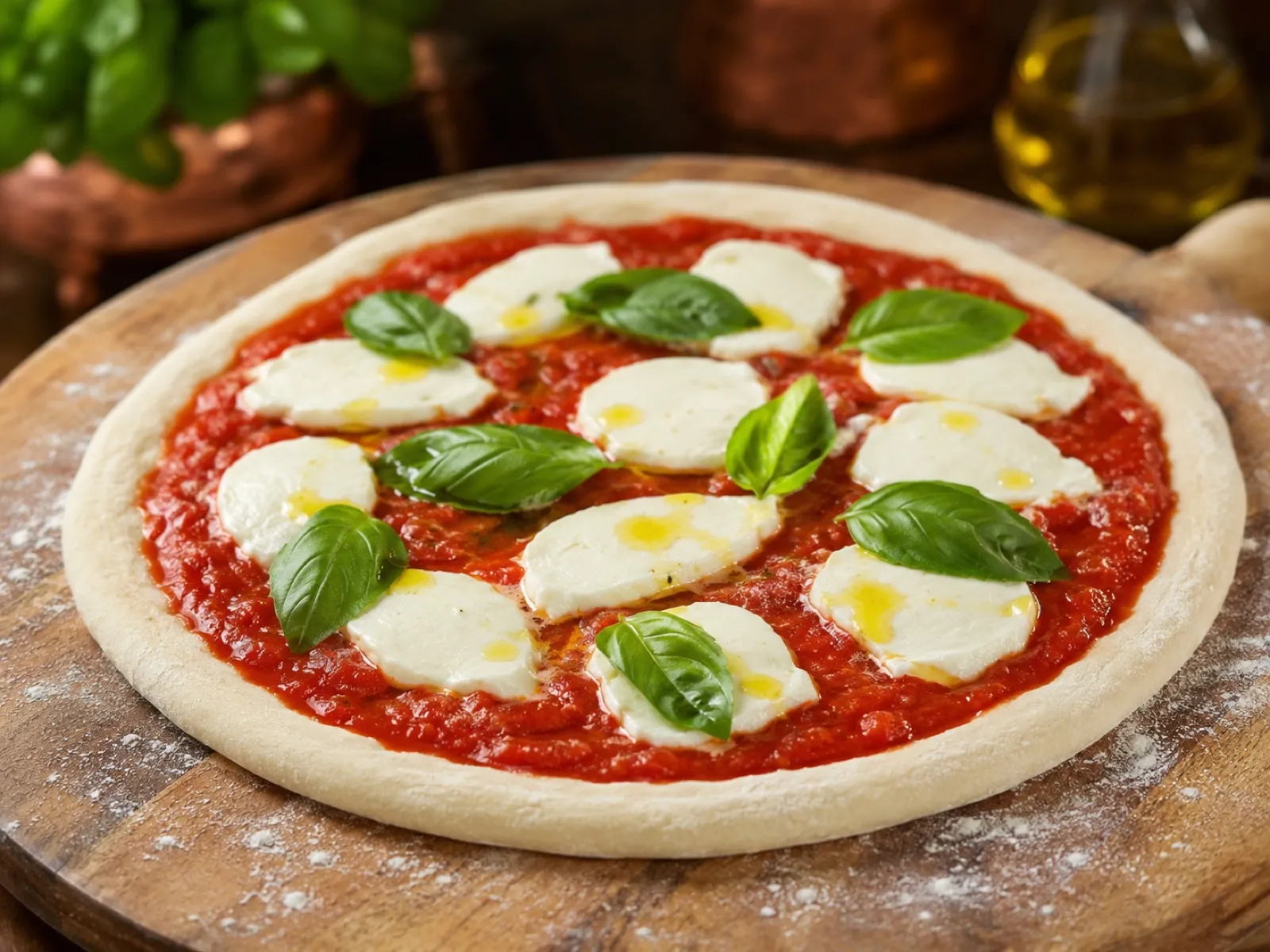 Fresh margherita pizza